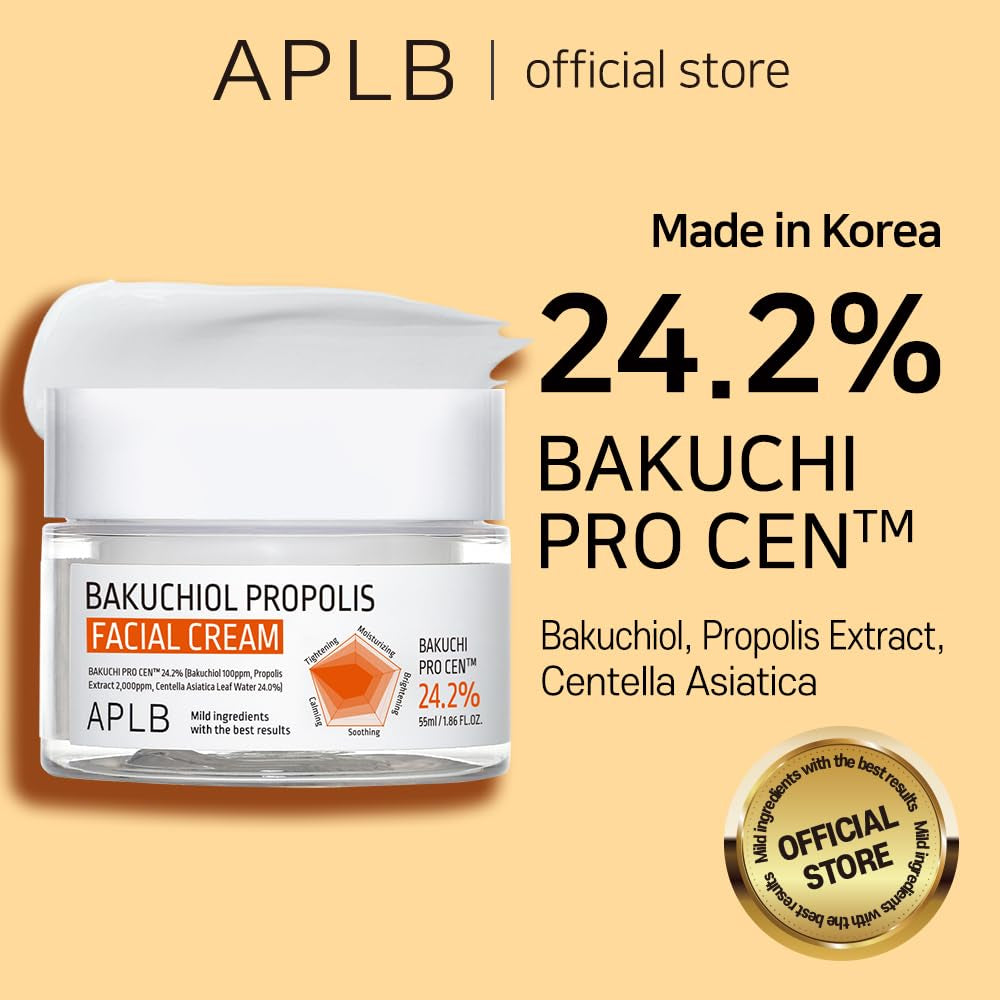 Bakuchiol Propolis Facial Cream | BAKUCHI PRO CEN™ 24.2% 1.86 Fl.Oz/Korean Skincare, Wrinkle Care, Deep Hydration, Revitalize for Gentle and Improve Skin Texture