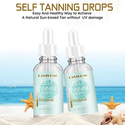 Body Tanning Drops Self-Tanning Lotion Skin Care Tanning Cream Tanner Body Bronzer Drops for Daily Skin Care 30Ml