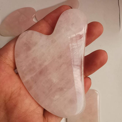 Gua Sha Crystal Jade Stone Board for Skincare, Scraping Face Back Massage Relax Therapy Trigger Point Treatment (Rose Quartz)