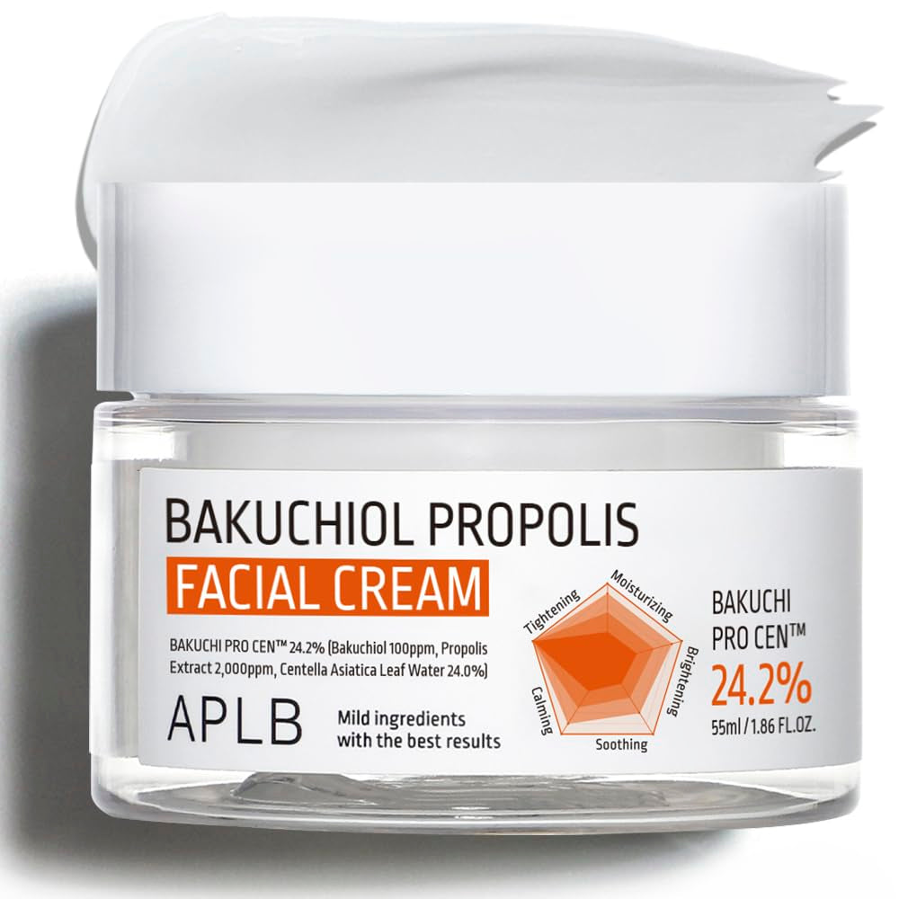 Bakuchiol Propolis Facial Cream | BAKUCHI PRO CEN™ 24.2% 1.86 Fl.Oz/Korean Skincare, Wrinkle Care, Deep Hydration, Revitalize for Gentle and Improve Skin Texture