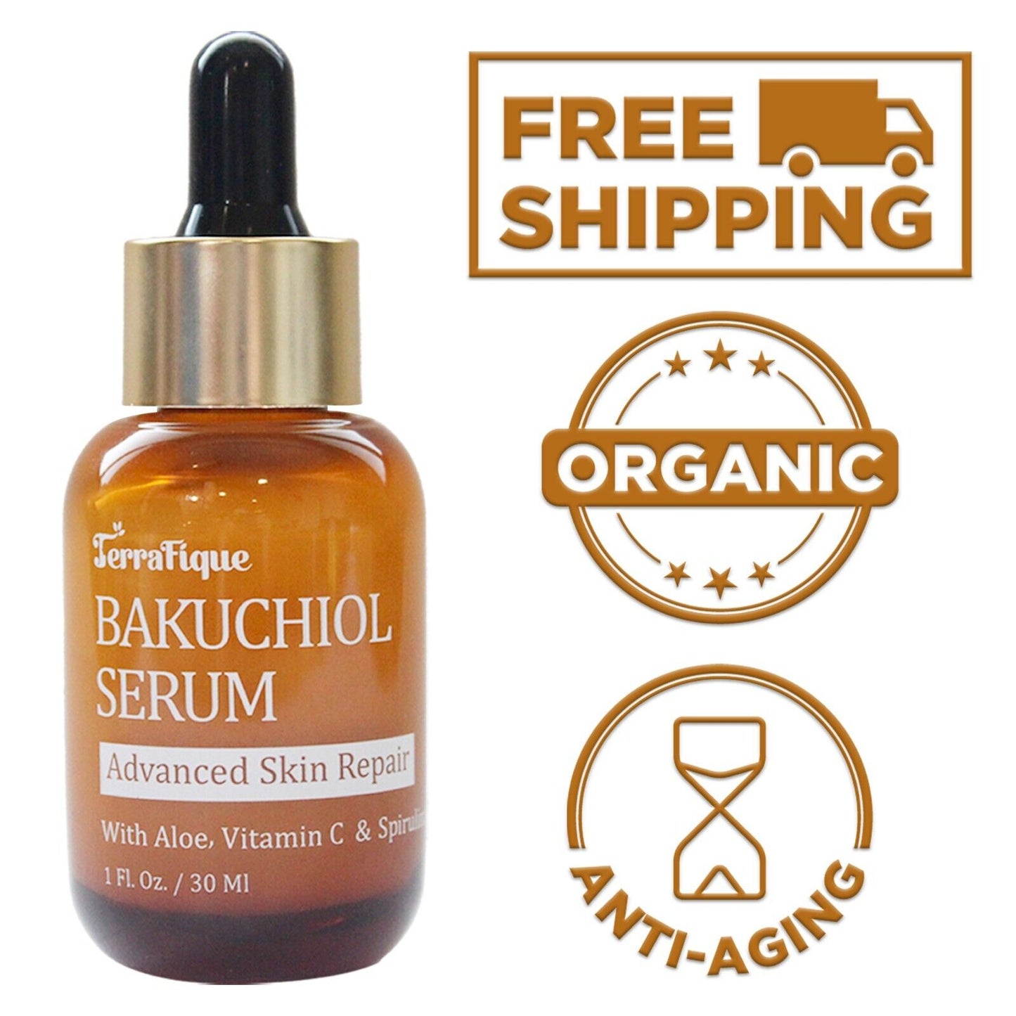 Terrafique Bakuchiol anti - Aging Serum Retinol Alternative Face Serum -1 FL OZ