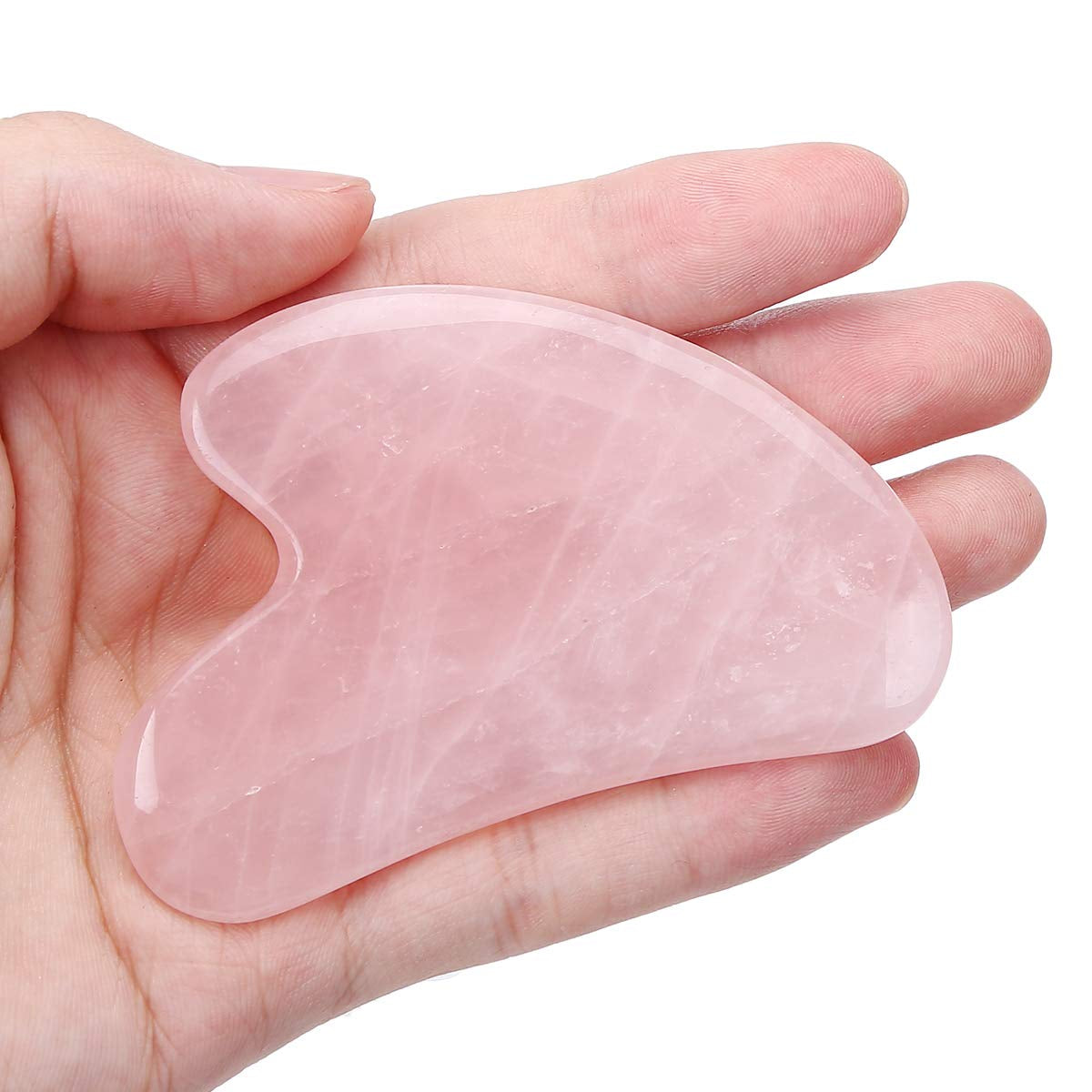 Gua Sha Crystal Jade Stone Board for Skincare, Scraping Face Back Massage Relax Therapy Trigger Point Treatment (Rose Quartz)