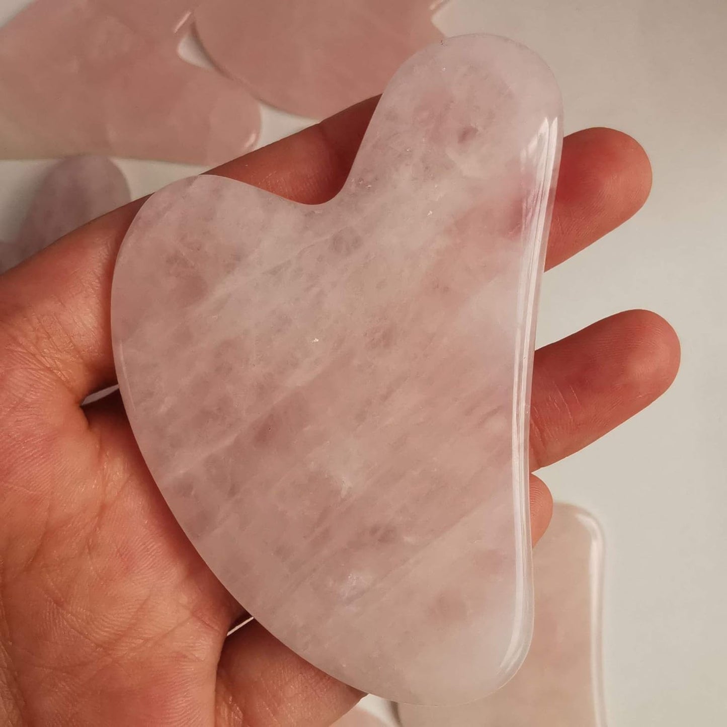 Gua Sha Crystal Jade Stone Board for Skincare, Scraping Face Back Massage Relax Therapy Trigger Point Treatment (Rose Quartz)