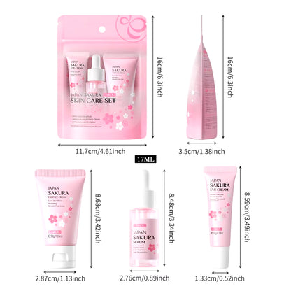 One Set Japan Sakura Skincare Set Korean Face Serum Essence Cream Moisturize Fade Dark Circles Eye Cream Cosmetics Skin Care Set