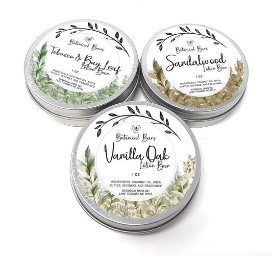 Men'S Lotion Bar Set - 3 Lotion Bars 1Oz Each - Sandalwood Lotion, Vanilla Oak Lotion, and Tobacco and Bay Leaf Lotion