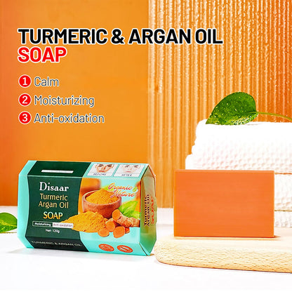 Turmeric Argan Oil Face Body Soap Moisturizing Anti-Oxidation Calm Cleanse Pores Repair Skin 120G / 4.2Fl.Oz