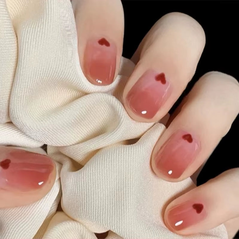 24Pcs/Box Charming Pink Flame Long Ballet Fake Nails Girls Square Head Full Cover Detachable Finished Fingernails Press on Nail