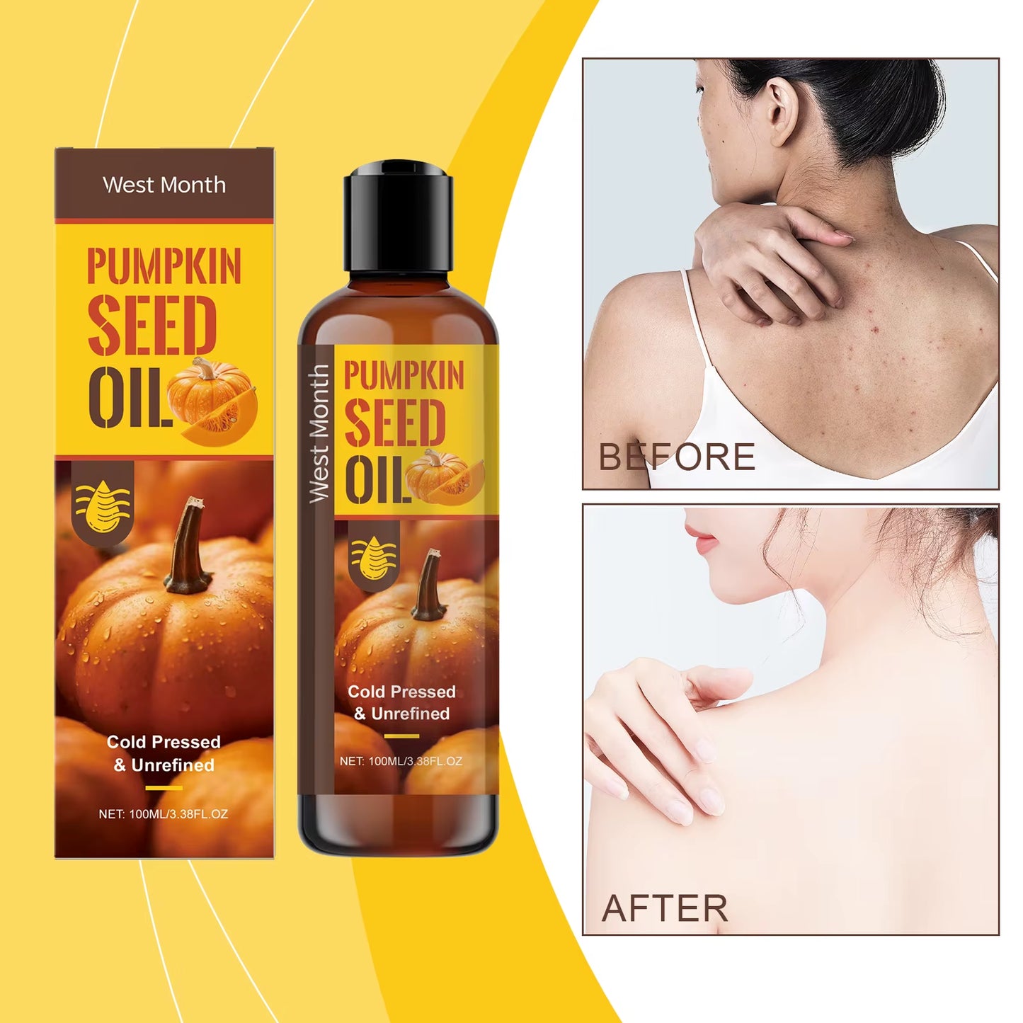 West Montreal Pumpkin Seed Body Care Oil Moisturizes the Body, Softens the Skin, and Beauties Hair with Daily Care Essential Oil