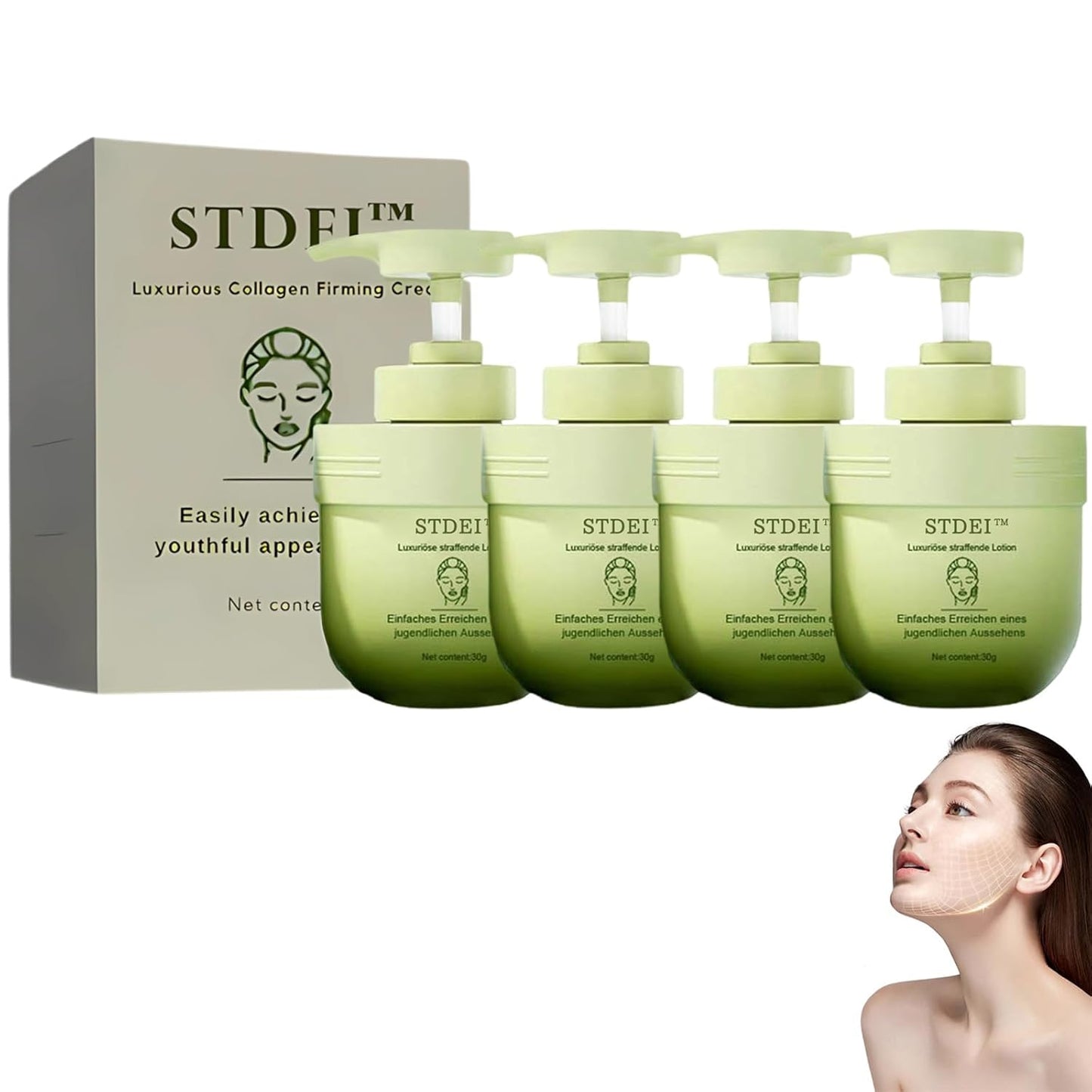 STDEI Luxurious Collagen Firming Cream, Advanced Skin Tightening Cream, STDEI Collagen Firming Lotion Body Moisturizer, Lifts, Firms, for All Skin Types (4 Bottle)