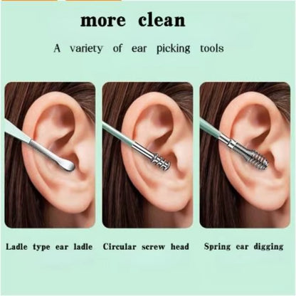 6PCS Stainless Steel Earpick Ear Cleaner Spoon Ear Pick Ear Wax Removal Tool Kit Ear Spoon Care for Baby Adults Ear Care Set