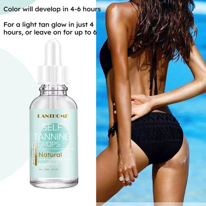 Body Tanning Drops Self-Tanning Lotion Skin Care Tanning Cream Tanner Body Bronzer Drops for Daily Skin Care 30Ml