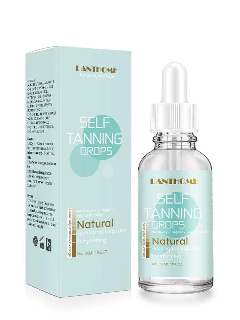 Body Tanning Drops Self-Tanning Lotion Skin Care Tanning Cream Tanner Body Bronzer Drops for Daily Skin Care 30Ml