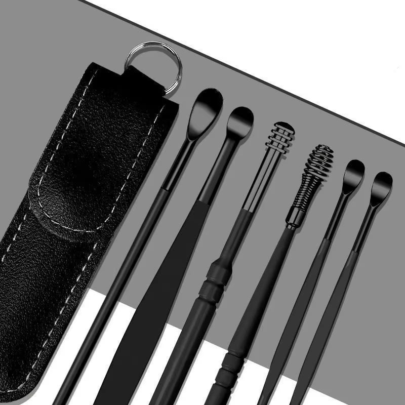 6PCS Stainless Steel Earpick Ear Cleaner Spoon Ear Pick Ear Wax Removal Tool Kit Ear Spoon Care for Baby Adults Ear Care Set