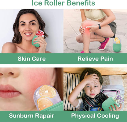 Face Ice Roller, Ice Cube Roller for Eye Puffiness Relief, Silicone Icer Tool for Face and Neck to Relieve Fine Lines Puffiness Pores Wrinkles (Green)