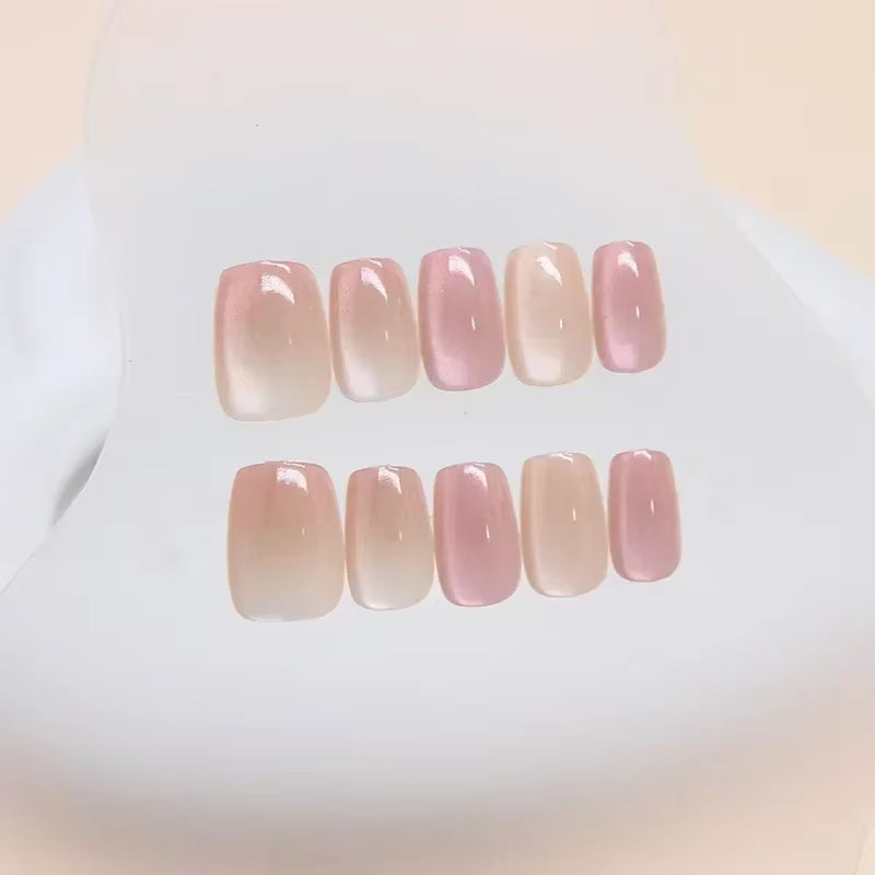 24Pcs Gradient Purple Nail Art Tips Simple Short Square Head False Nails Detachable Fashion Press on Nails Full Cover Fake Nails