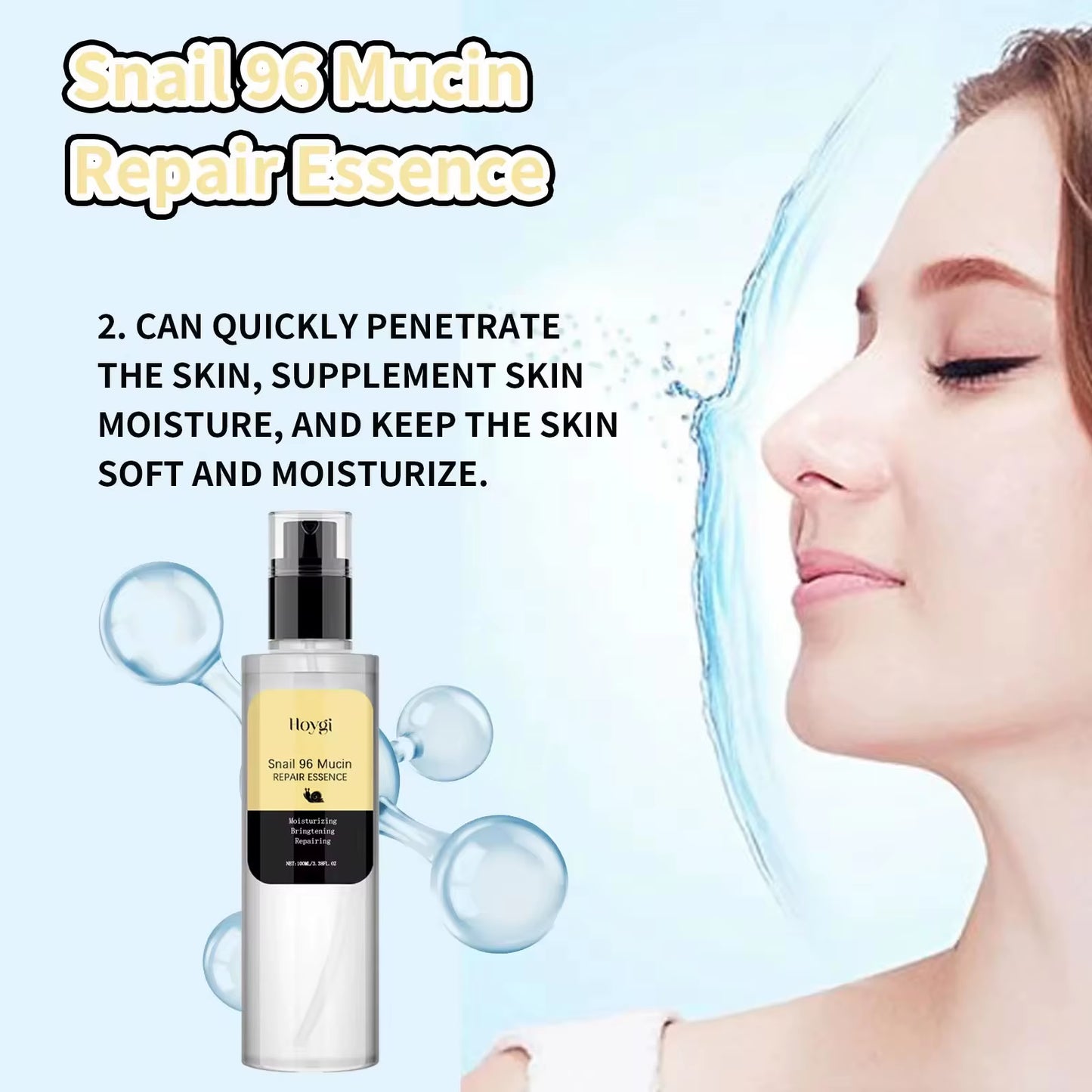 Snail Mucin Essence Fade Fine Lines Shrink Pores Repair Skin Barrier Whitening Moisturizing Hyaluronic Acid Collagen Face Serum