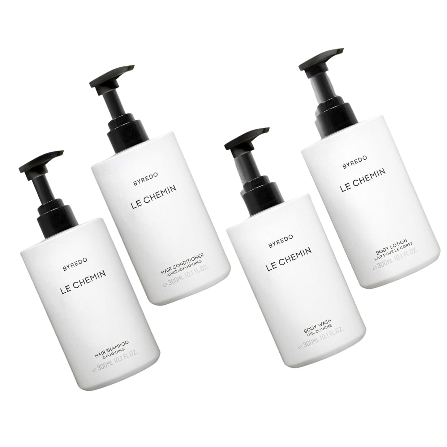 Le Chemin - Bath & Body Set - Hotel Spa Shower Soap - Tangerine, Bergamot, Florence Orris, Violets, Cypress, Cedarwood - Shampoo, Conditioner, Body Wash, & Body Lotion