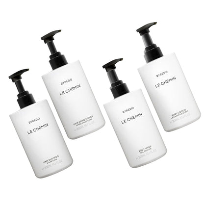 Le Chemin - Bath & Body Set - Hotel Spa Shower Soap - Tangerine, Bergamot, Florence Orris, Violets, Cypress, Cedarwood - Shampoo, Conditioner, Body Wash, & Body Lotion