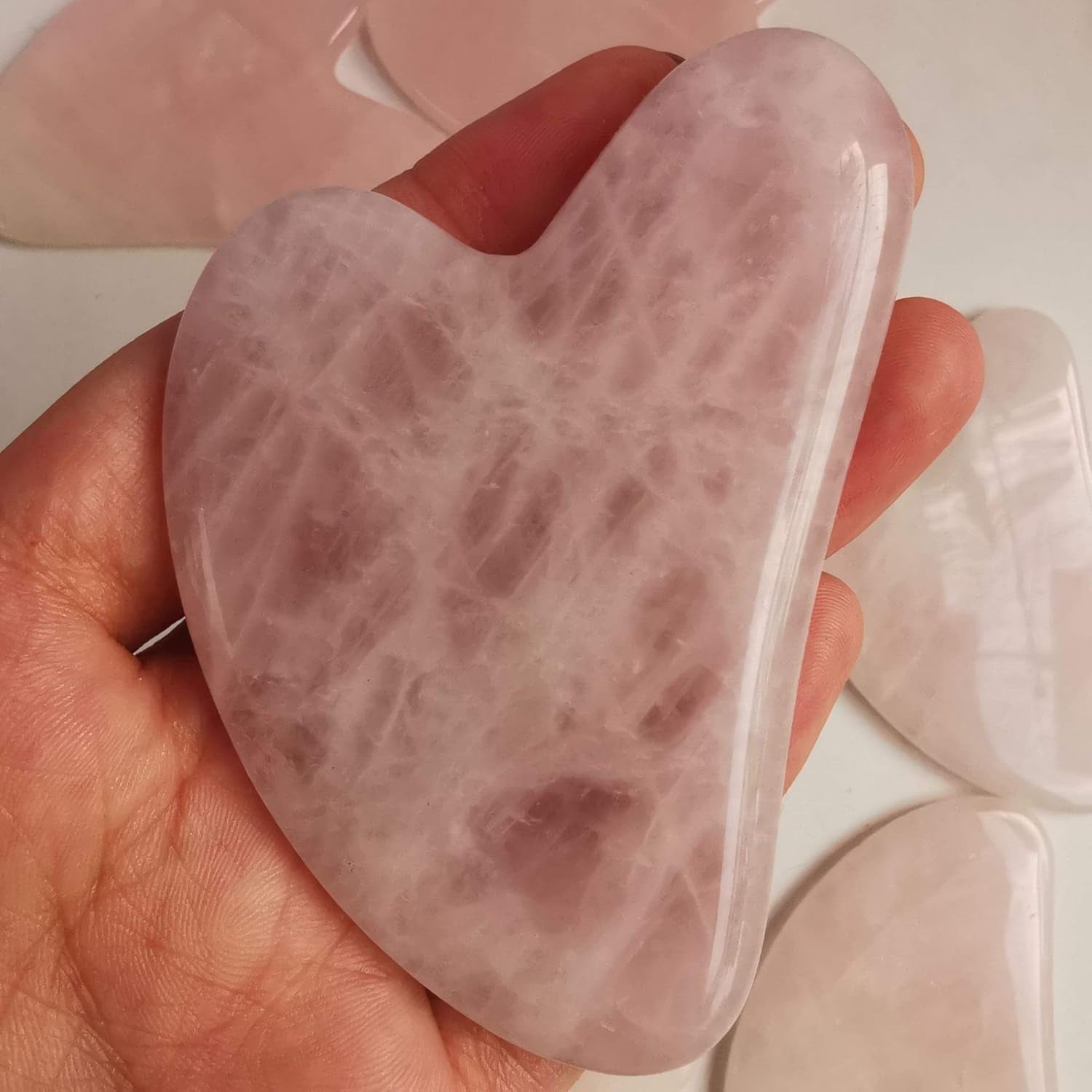 Gua Sha Crystal Jade Stone Board for Skincare, Scraping Face Back Massage Relax Therapy Trigger Point Treatment (Rose Quartz)