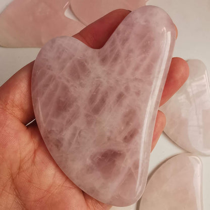 Gua Sha Crystal Jade Stone Board for Skincare, Scraping Face Back Massage Relax Therapy Trigger Point Treatment (Rose Quartz)