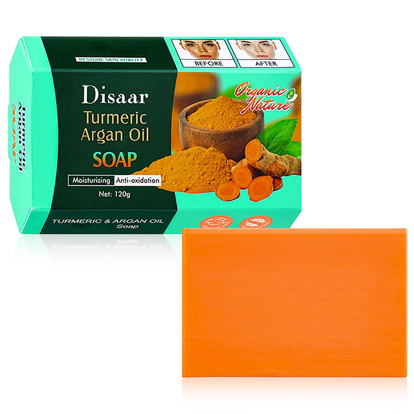 Turmeric Argan Oil Face Body Soap Moisturizing Anti-Oxidation Calm Cleanse Pores Repair Skin 120G / 4.2Fl.Oz