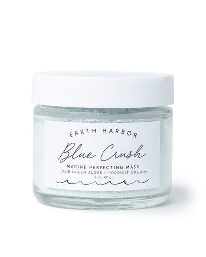 | BLUE CRUSH Marine Perfecting Mask | Natural & Nontoxic | Organic Blue Green Algae, Coconut Cream & Indigo | Exfoliates & Nourishes | 2 Oz