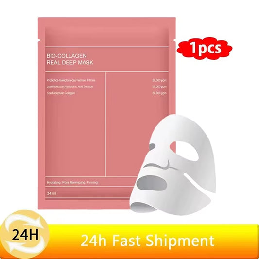 Bio-Collagen Real Deep Mask Anti-Wrinkle Lifting Face Mask with Hydrolyzed Collagen Collagen Reverse Film Volume Peel off Mask