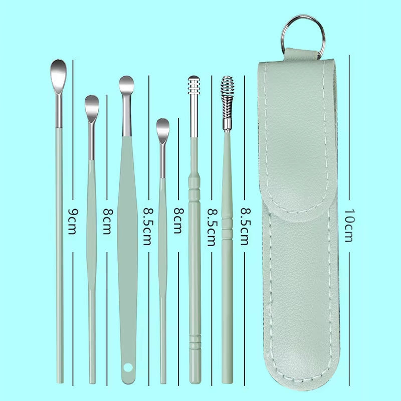 6PCS Stainless Steel Earpick Ear Cleaner Spoon Ear Pick Ear Wax Removal Tool Kit Ear Spoon Care for Baby Adults Ear Care Set