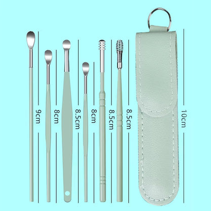 6PCS Stainless Steel Earpick Ear Cleaner Spoon Ear Pick Ear Wax Removal Tool Kit Ear Spoon Care for Baby Adults Ear Care Set