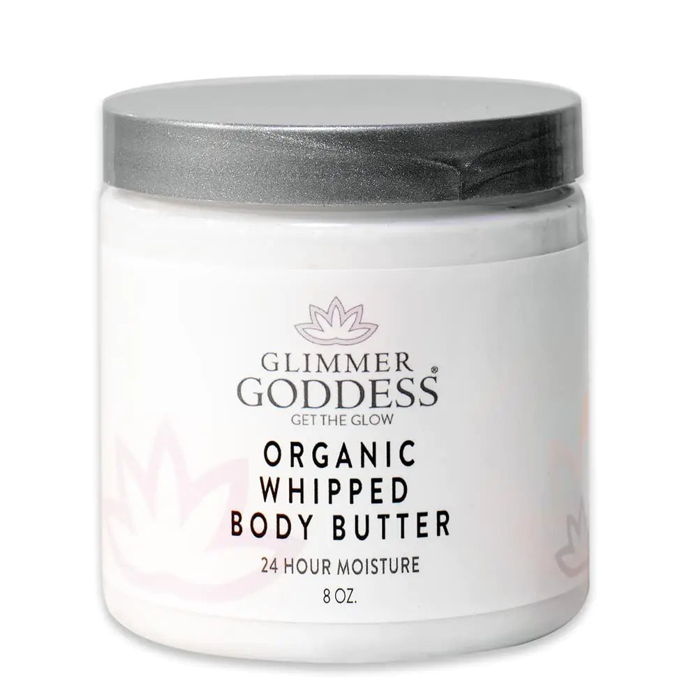 GLIMMER GODDESS Organic Whipped Body Butter- Lavender Lemon Vegan 24 Hr Hydration Less Stretch Marks All Skin Types Child-Safe Organic 8 oz